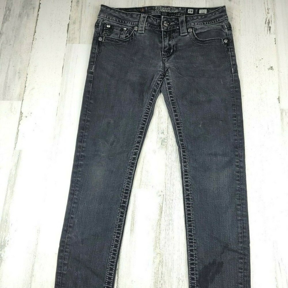 Miss Me Signature Skinny Jeans Black Size 28 Low Rise Stretch Denim